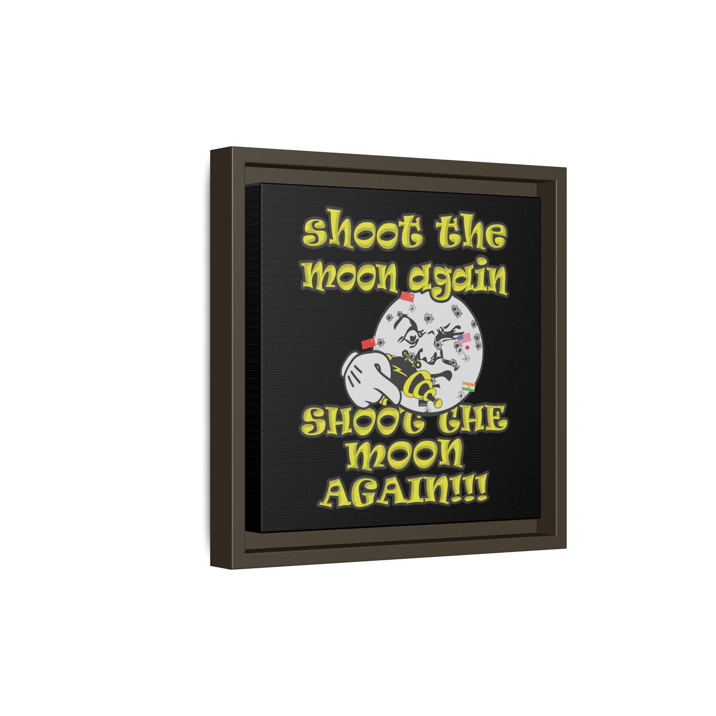 shoot the moon again - framed canvas art (black)