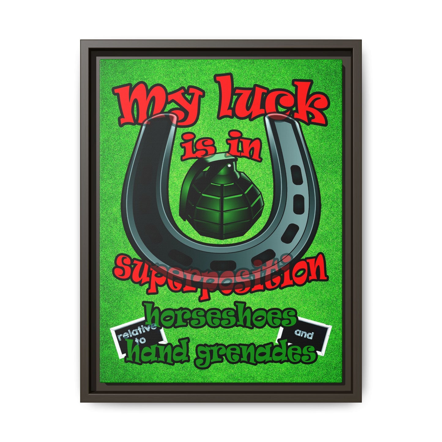 my luck - framed canvas art (green turf)