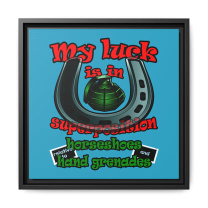 my luck - framed canvas art (turquoise)