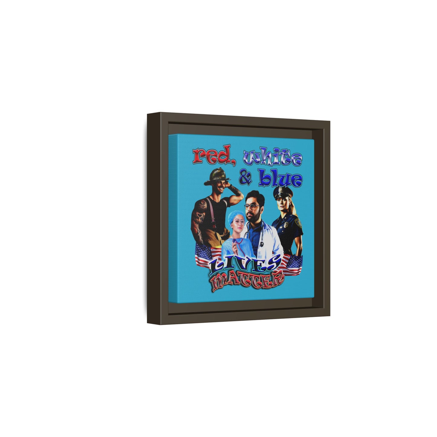 rw&b lives matter - framed canvas art (turquoise)