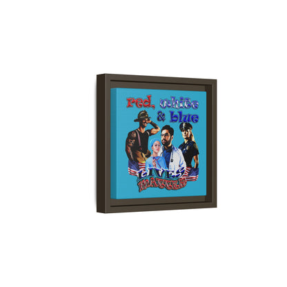 rw&b lives matter - framed canvas art (turquoise)