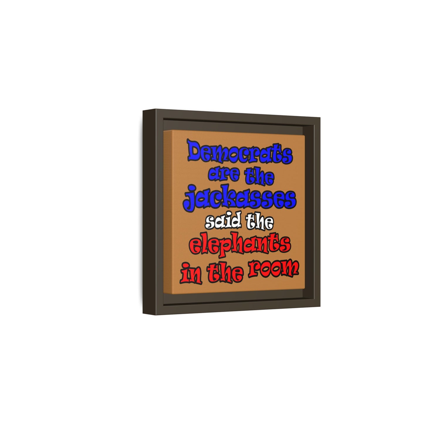 donkeys and elephants - framed canvas art (light brown)
