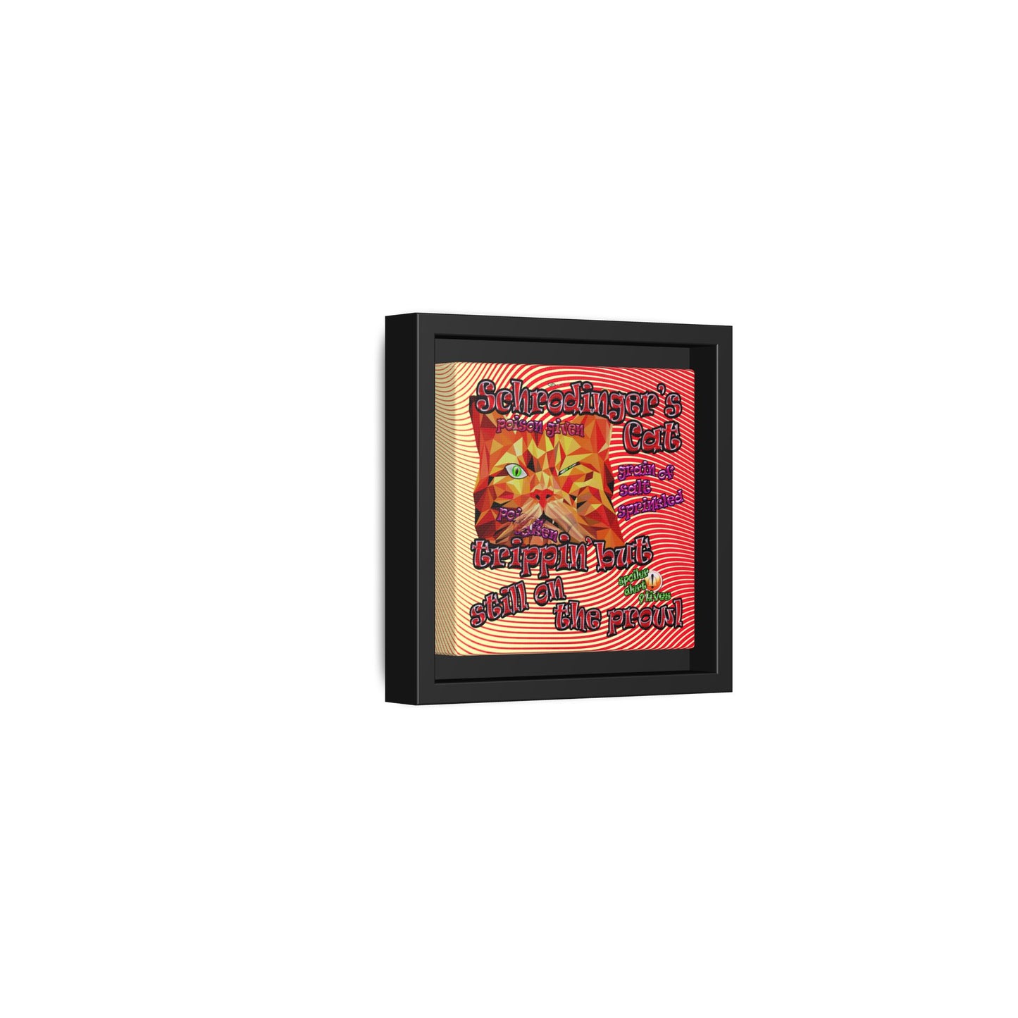schrodinger's cat - framed canvas art (yellow-orange wave)