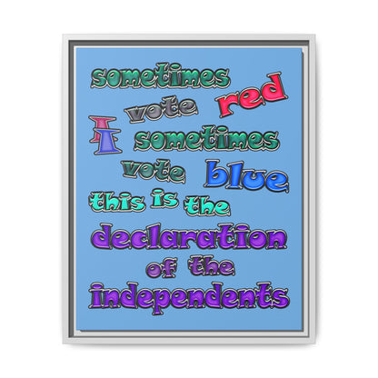 declaration of the independents - framed canvas art (light blue)