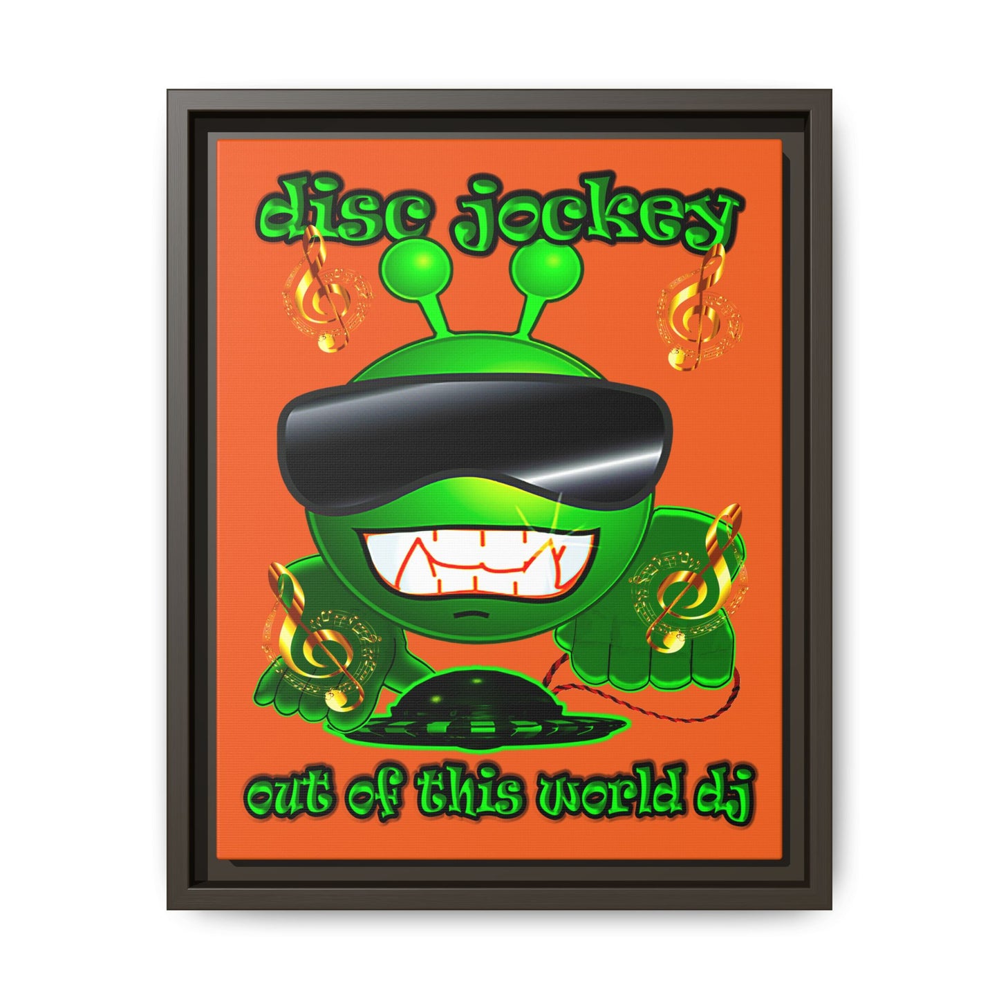 disc jockey - framed canvas art (orange)