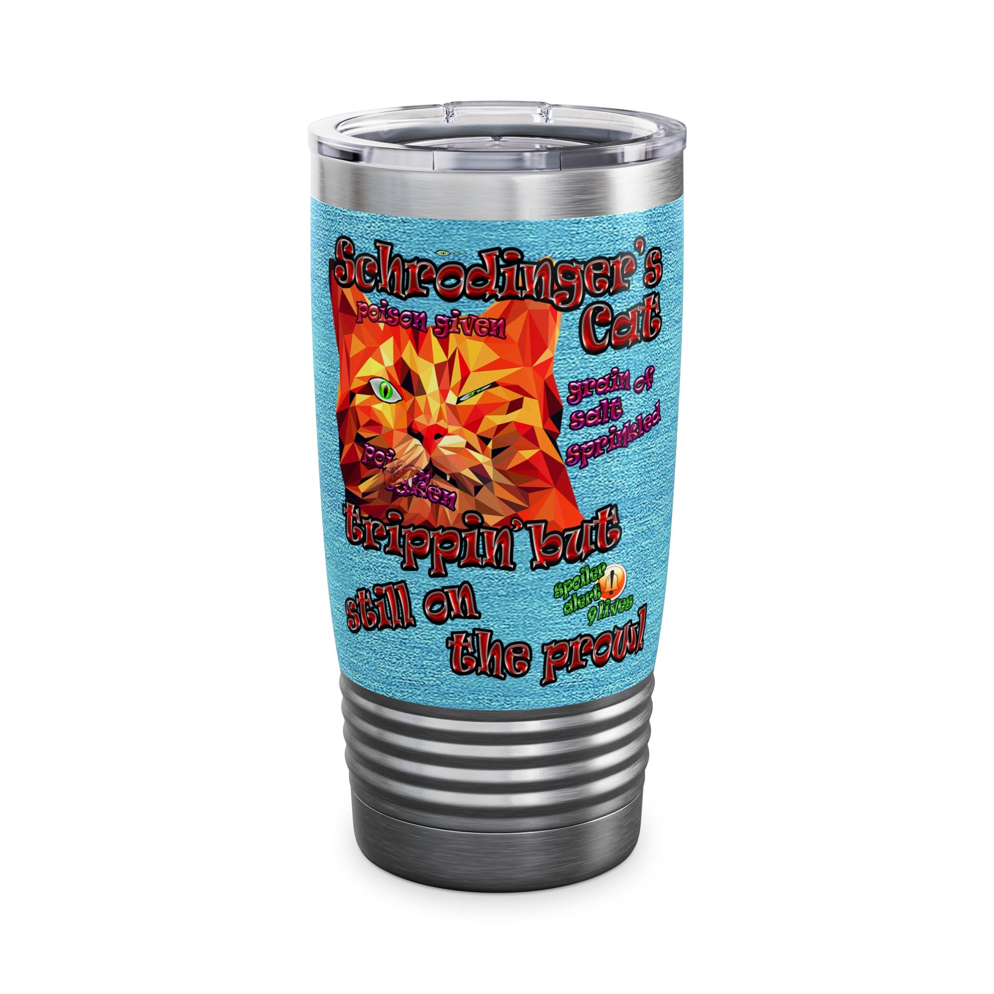 schrodinger's cat - Ringneck Tumbler, 20oz (faded blue)