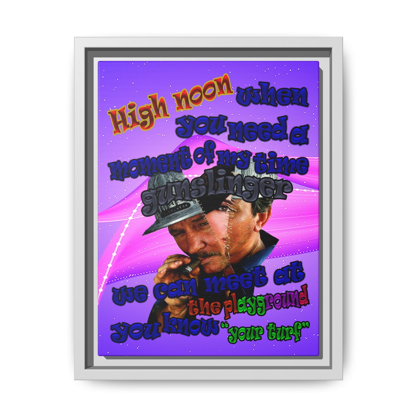 high noon - framed canvas art (purple-pink wave)