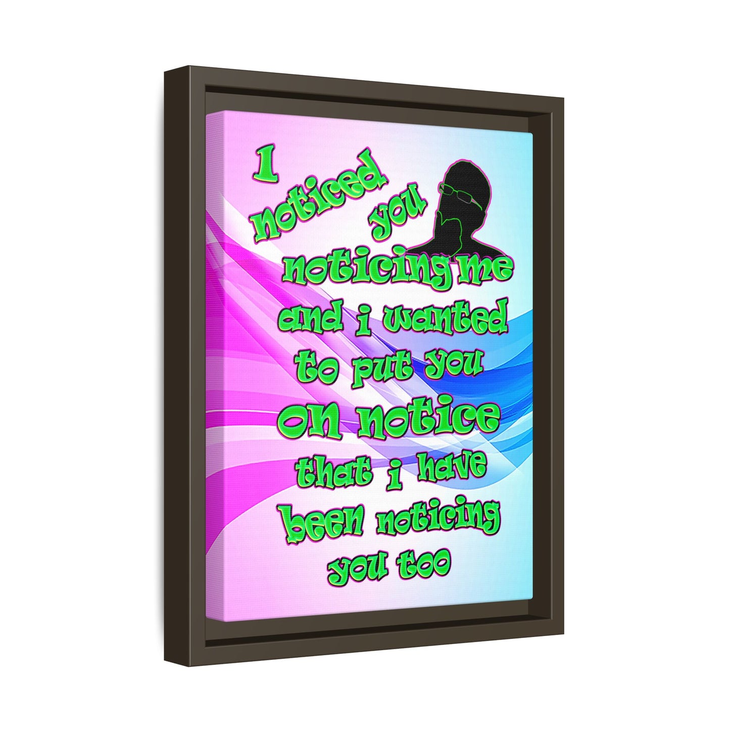 noticed you noticing - framed canvas art (light blue-pink wave)