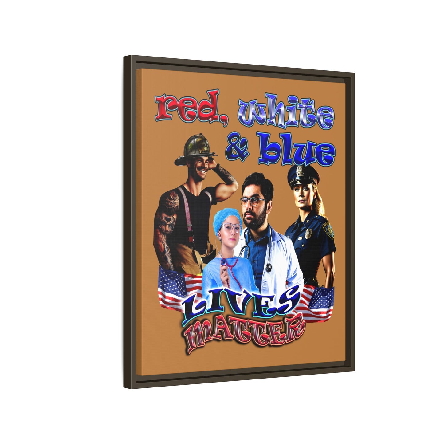 rw&b lives matter - framed canvas art (light brown)