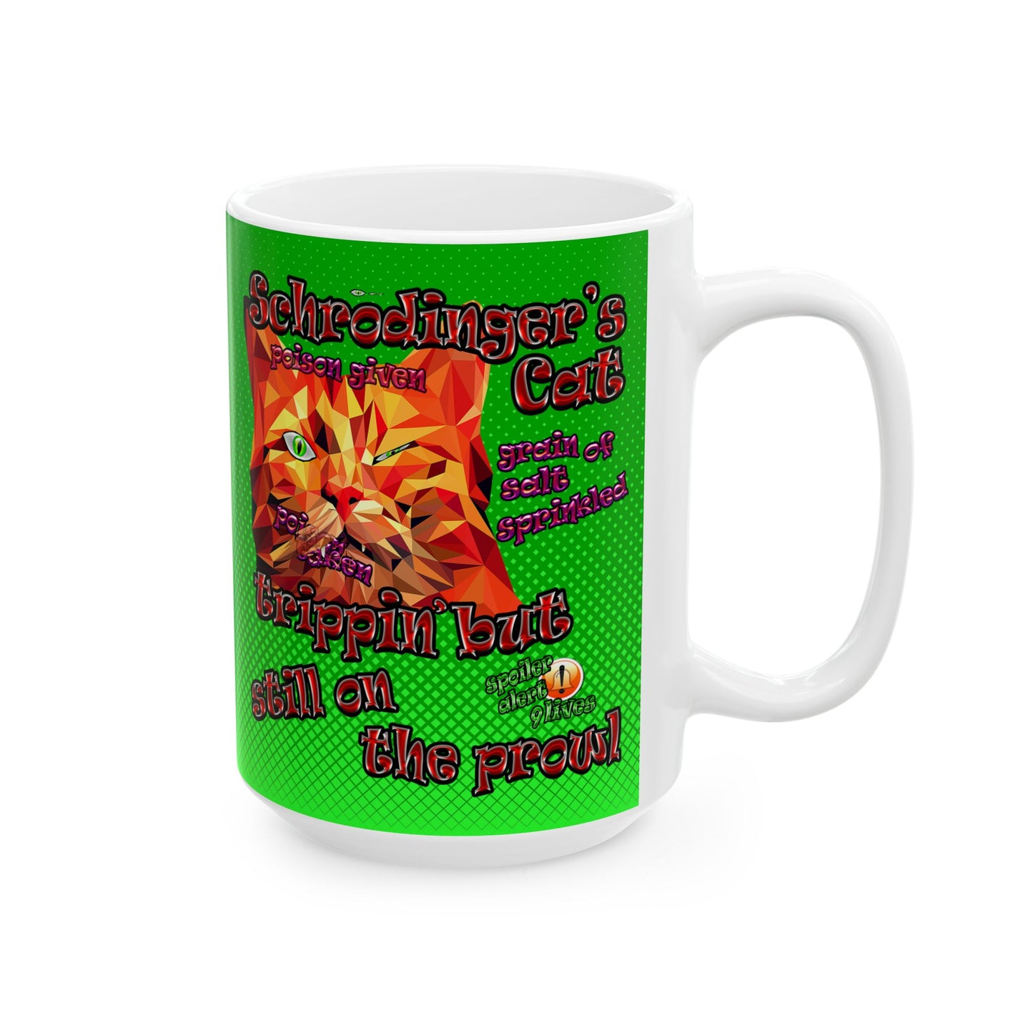 schrodinger's cat - White Mug (logo green)
