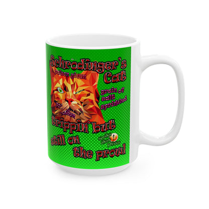 schrodinger's cat - White Mug (logo green)