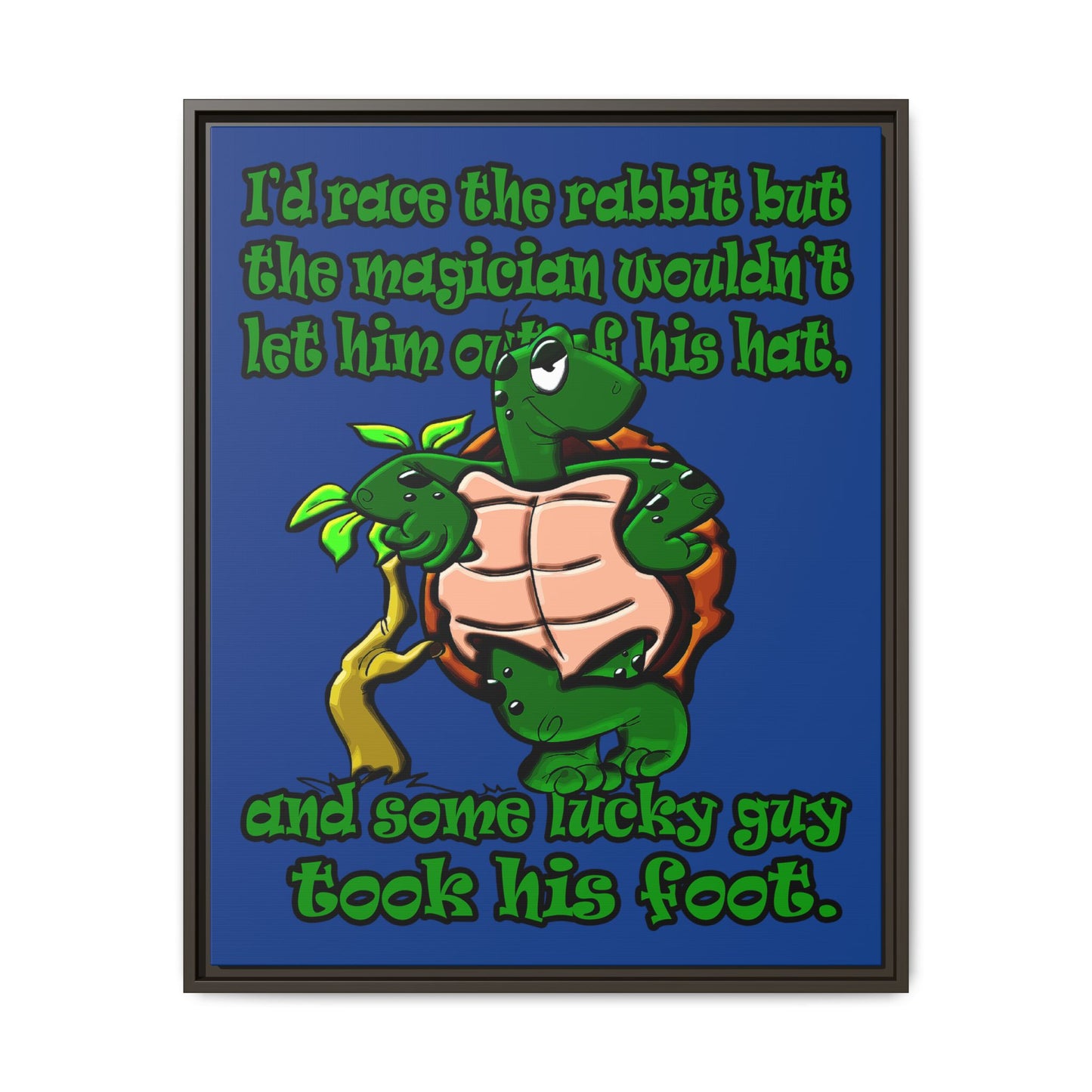 turtle race - framed canvas art (dark blue)