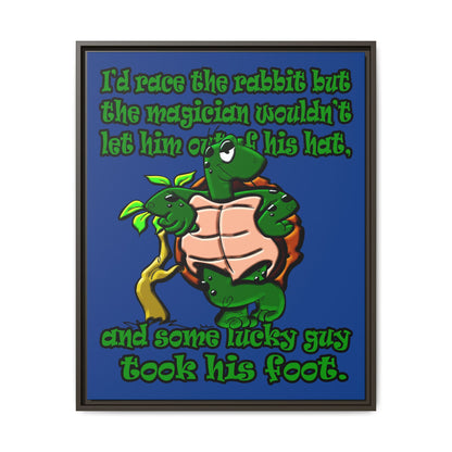turtle race - framed canvas art (dark blue)