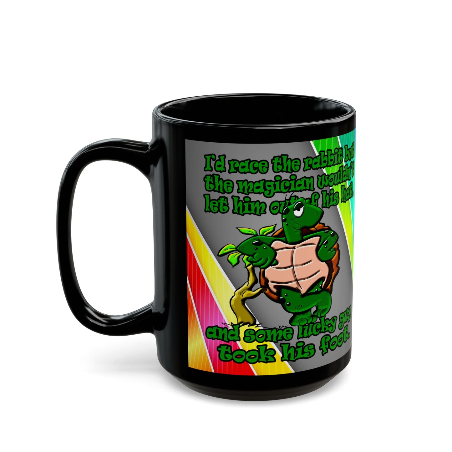 turtle race - Black Mug (rainbow split)