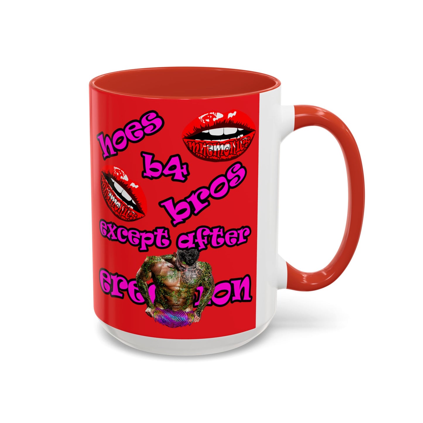hoes b4 bros - Accent Mug (red)