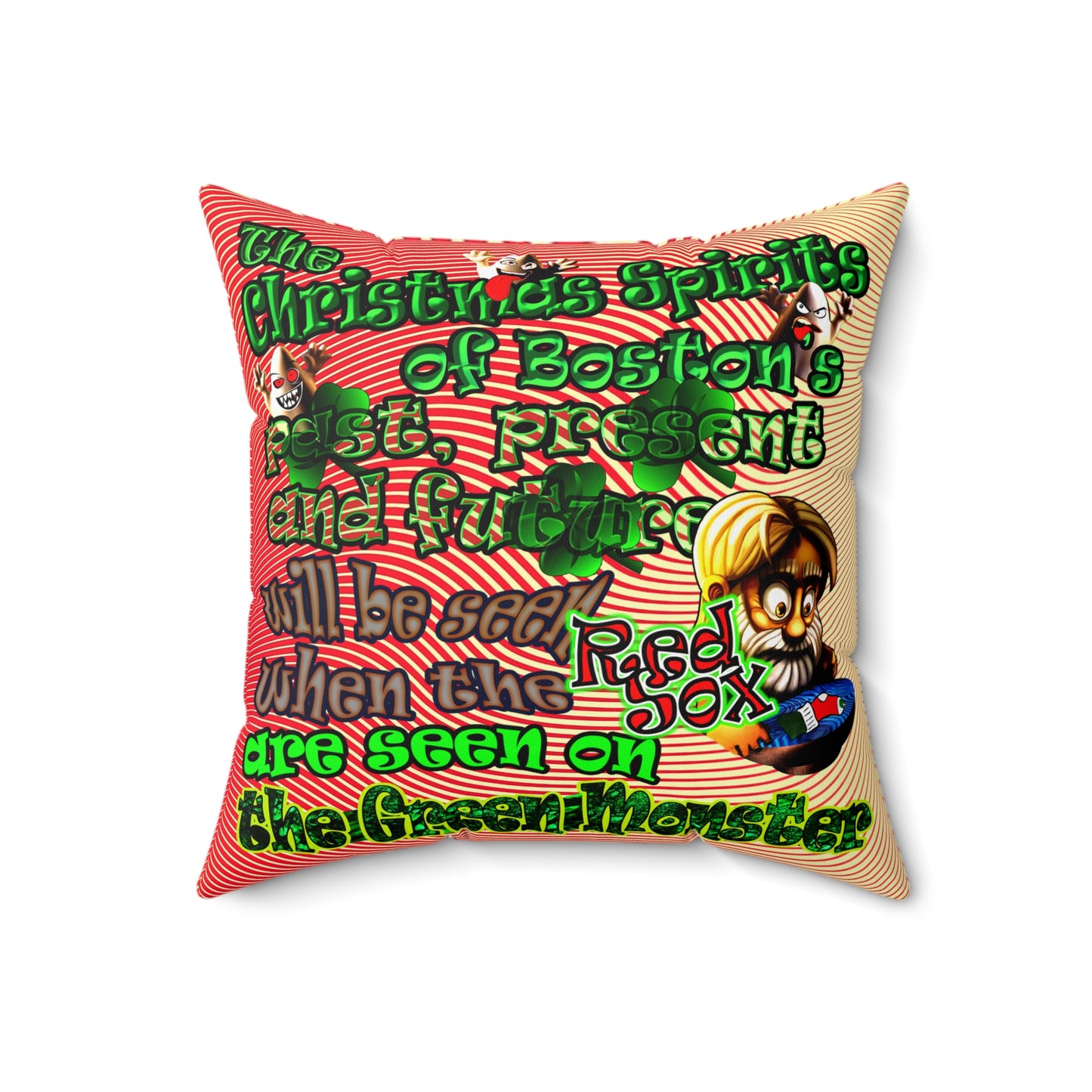 christmas spirits of boston - Spun Polyester Square Pillow - (yellow-orange wave)