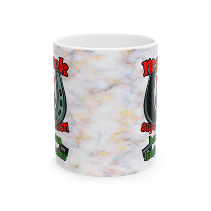 my luck - White Mug (white marble)