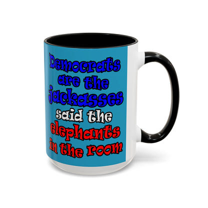 donkeys and elephants - Accent Mug (turquoise)