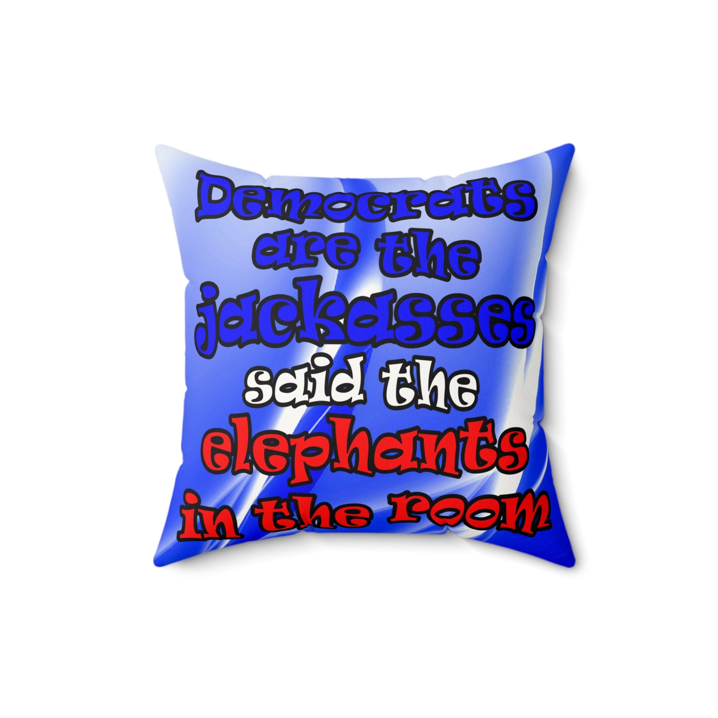 donkeys and elephants - Faux Suede Square Pillow - (blue-white wave)