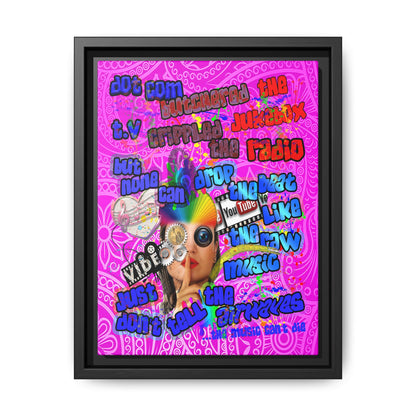 drop the beat - framed canvas art (pink swirl)