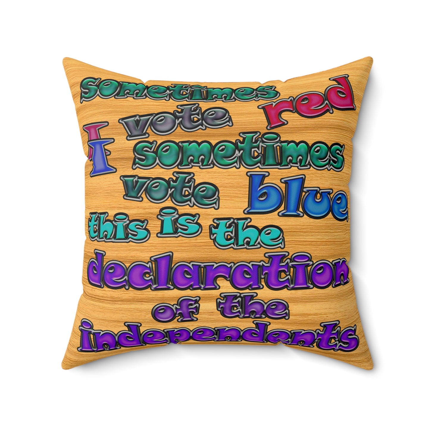 declaration of the independents - Faux Suede Square Pillow - (butterscotch wood finish)