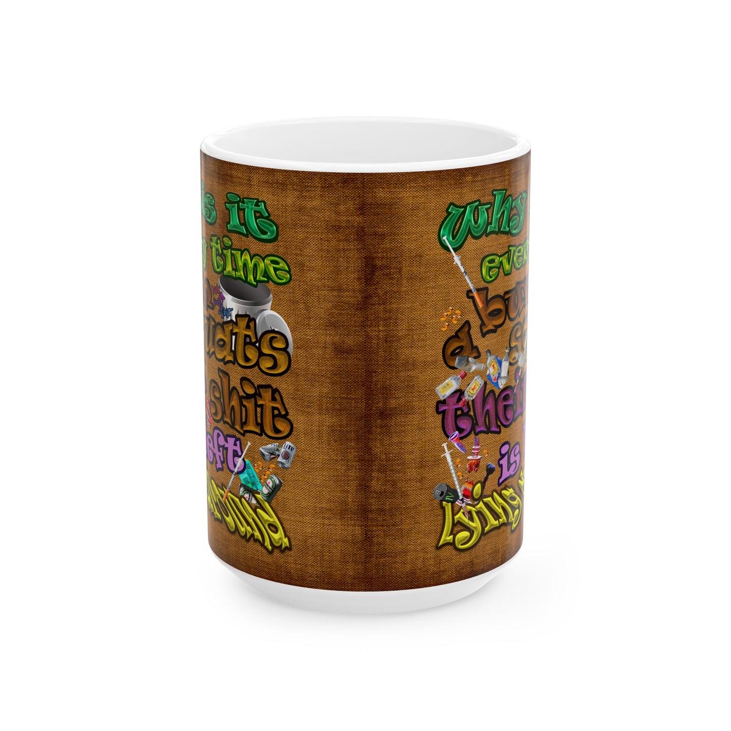 the bum's shit - White Mug (brown papyrus)