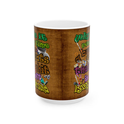 the bum's shit - White Mug (brown papyrus)