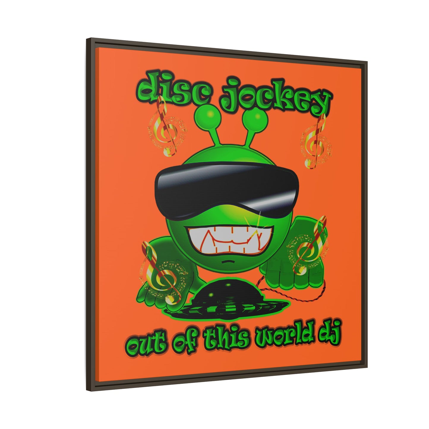 disc jockey - framed canvas art (orange)