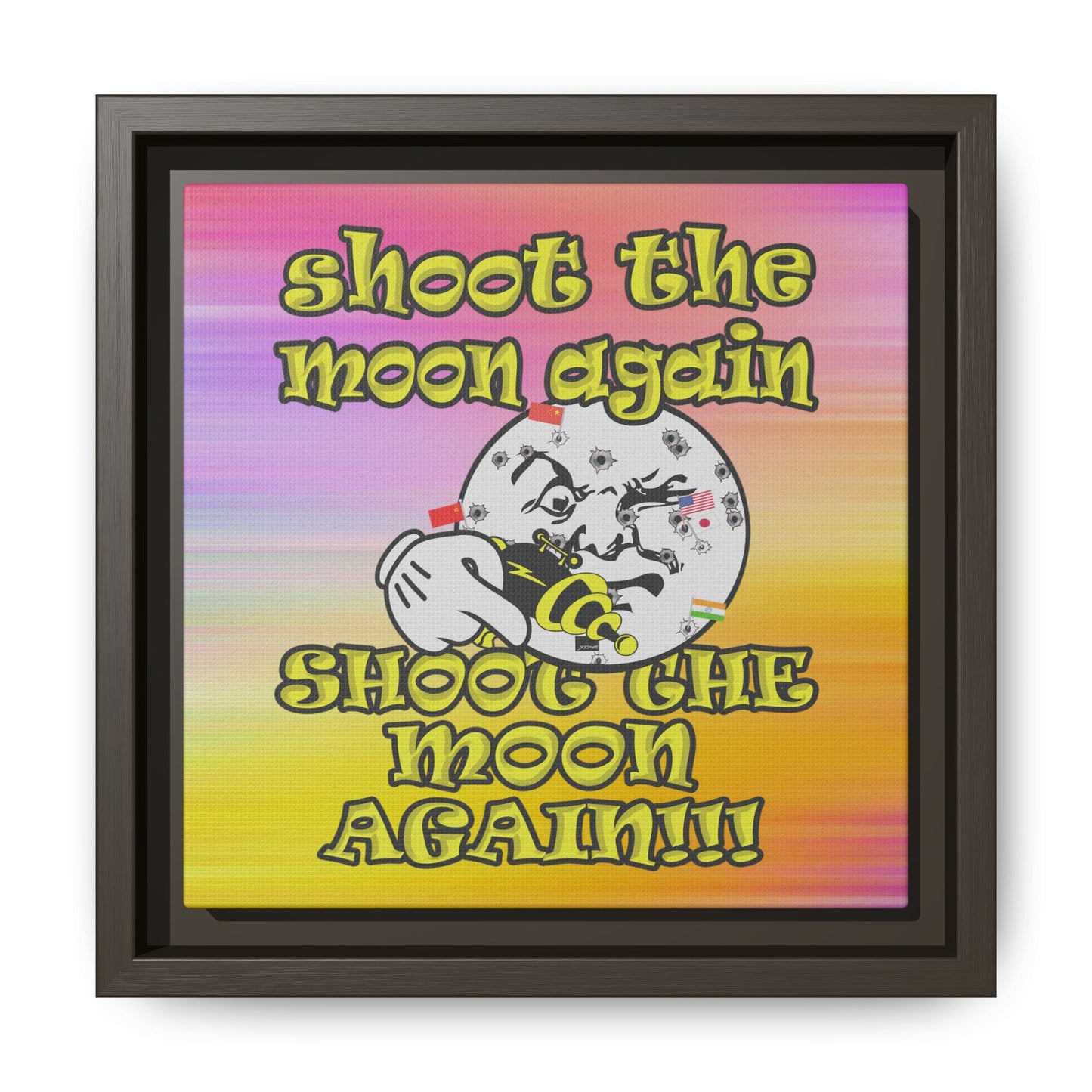 shoot the moon again - framed canvas art (color blur)