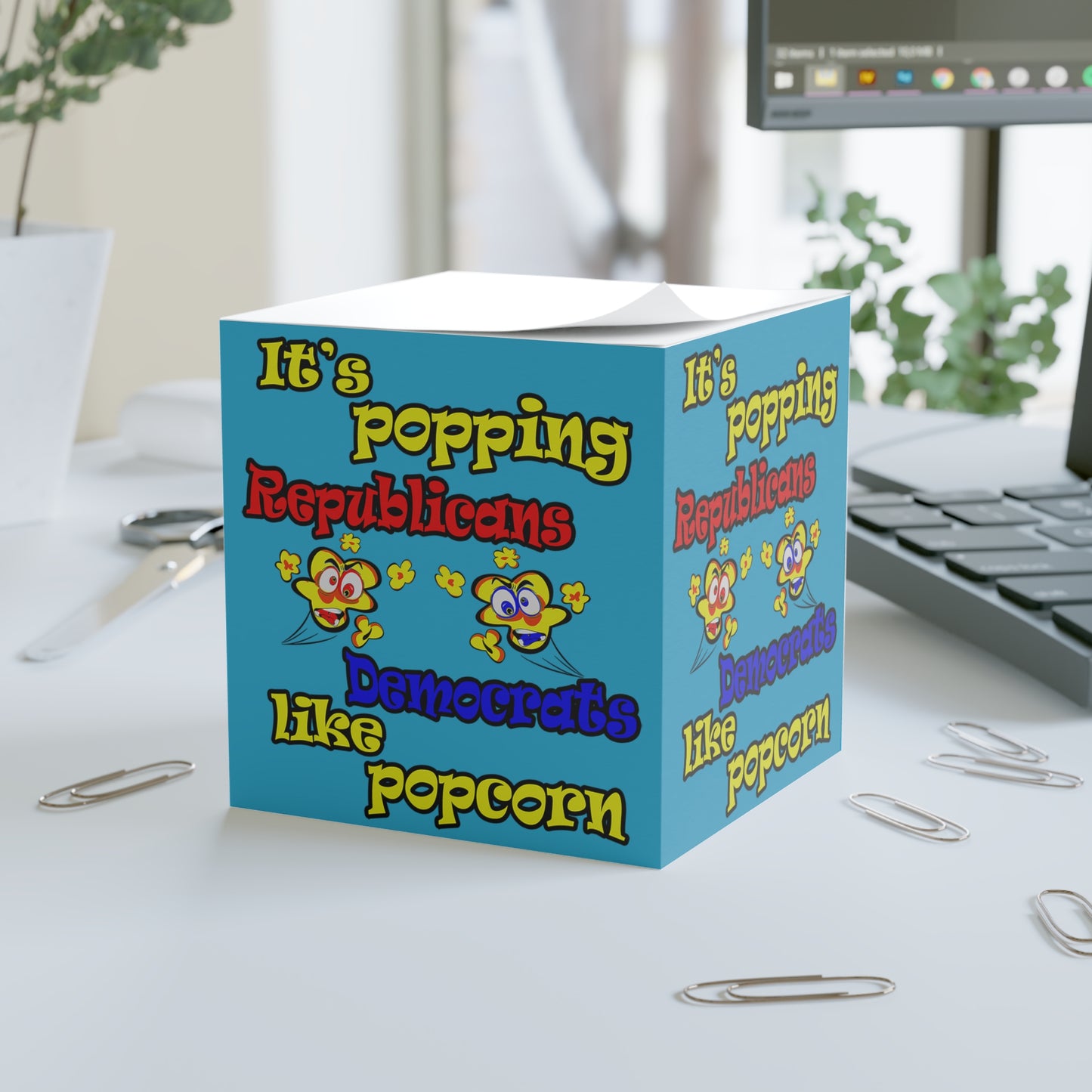 popping like popcorn - note cube (turquoise)