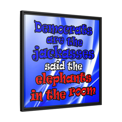 donkeys and elephants - framed canvas art (blue-white wave)