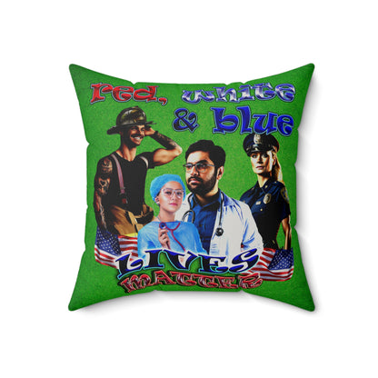 rw&b lives matter - Faux Suede Square Pillow - (green turf)