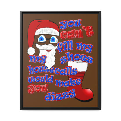 santa's shoes - framed canvas art (brown)