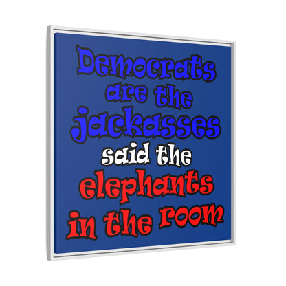 donkeys and elephants - framed canvas art (dark blue)