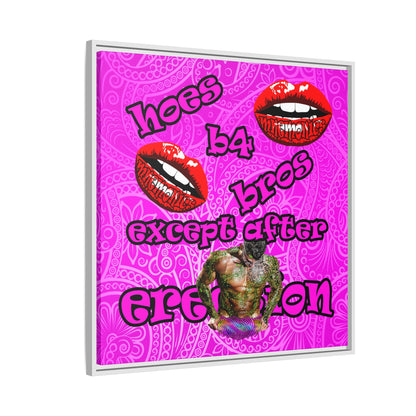 hoes b4 bros - framed canvas art (pink swirl)