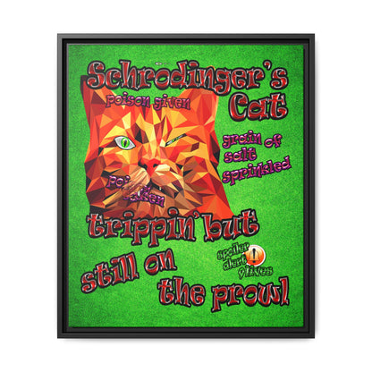 schrodinger's cat - framed canvas art (green turf)