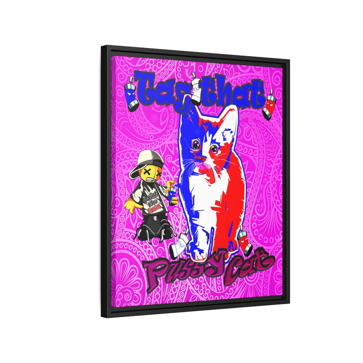 tag that - framed canvas art (pink swirl)