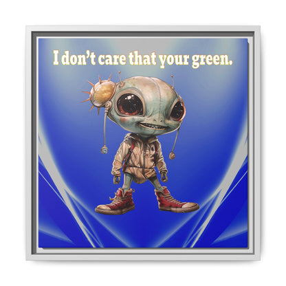 I don't care that your green - framed canvas art (blue-white wave)