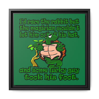 turtle race - framed canvas art (dark green)