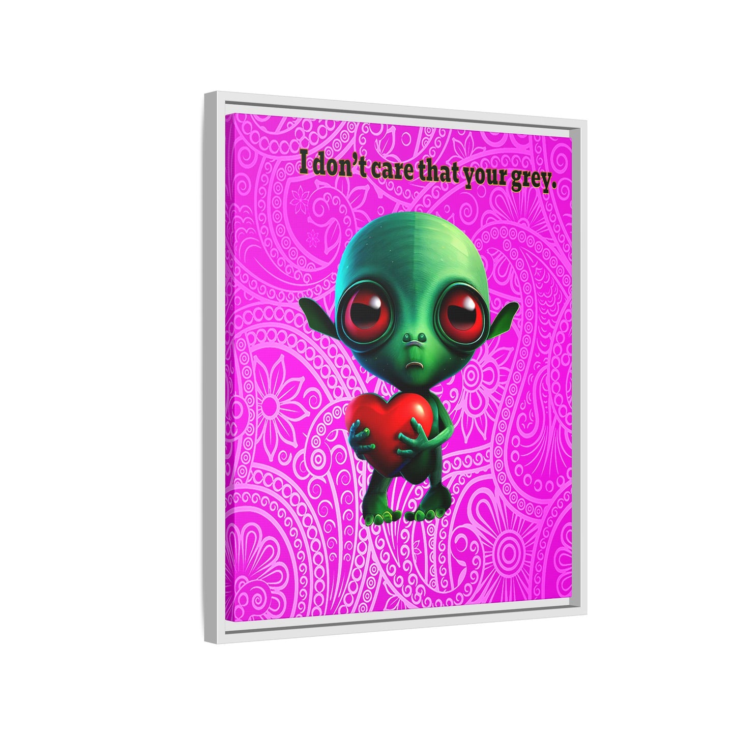 I don't care that your grey - framed canvas art (pink swirl)