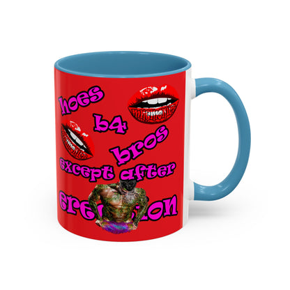 hoes b4 bros - Accent Mug (red)