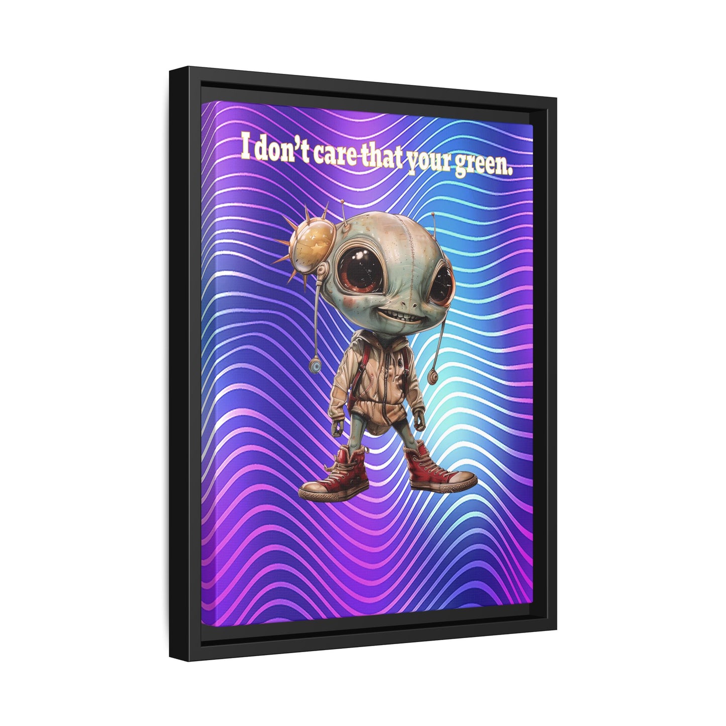 I don't care that your green - framed canvas art (purple wave)