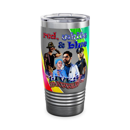 rw&b lives matter - Ringneck Tumbler, 20oz (rainbow split)