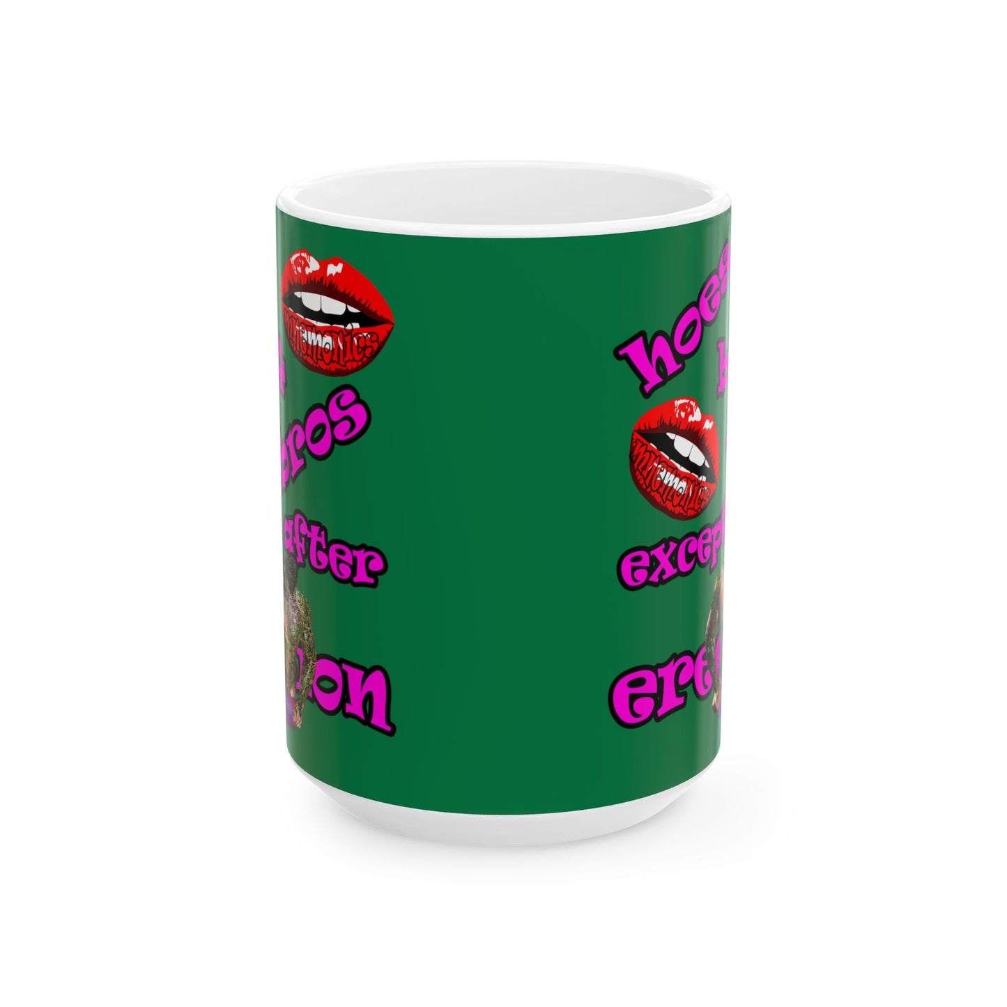 hoes b4 bros - White Mug (dark green)