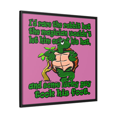 turtle race - framed canvas art (light pink)