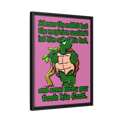 turtle race - framed canvas art (light pink)