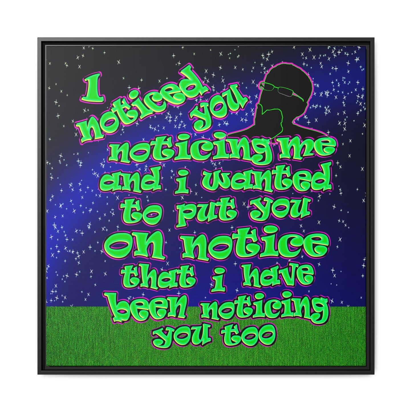 noticed you noticing - framed canvas art ('snoops' background)