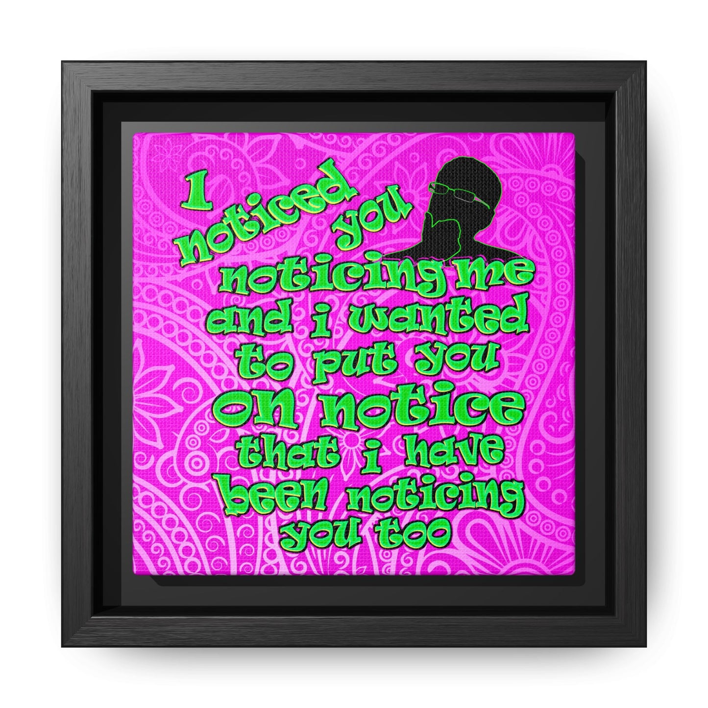noticed you noticing - framed canvas art (pink swirl)