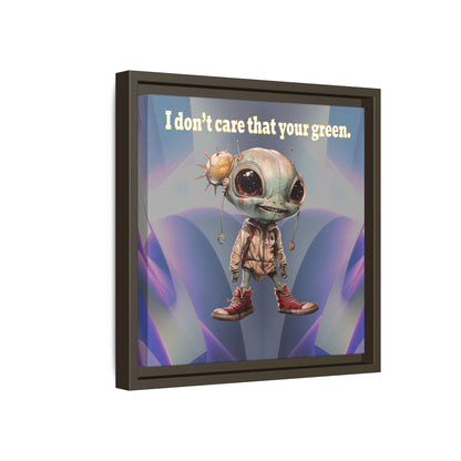 I don't care that your green - framed canvas art (grey-pink wave)