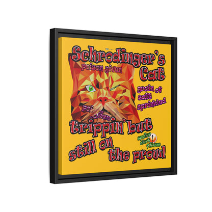schrodinger's cat - framed canvas art (yellow)